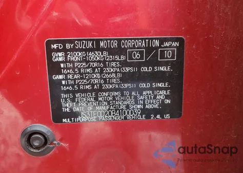 2011 Suzuki Grand Vitara Premium z USA, uszkodzony, nr VIN JS3TE0D20B4100039